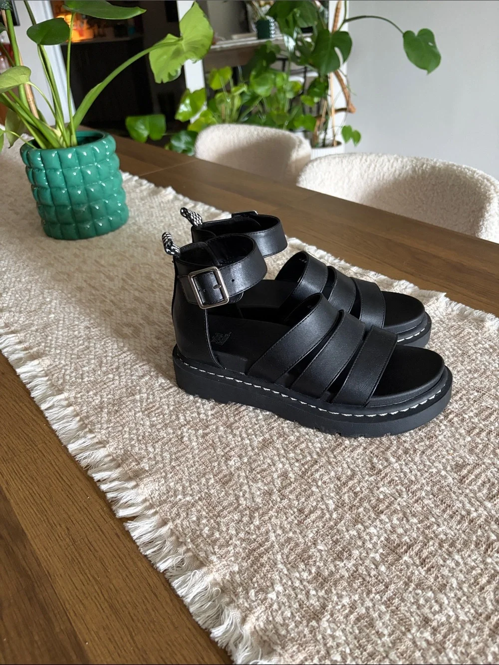 wild fable Black Strappy Platform Sandals for Kids